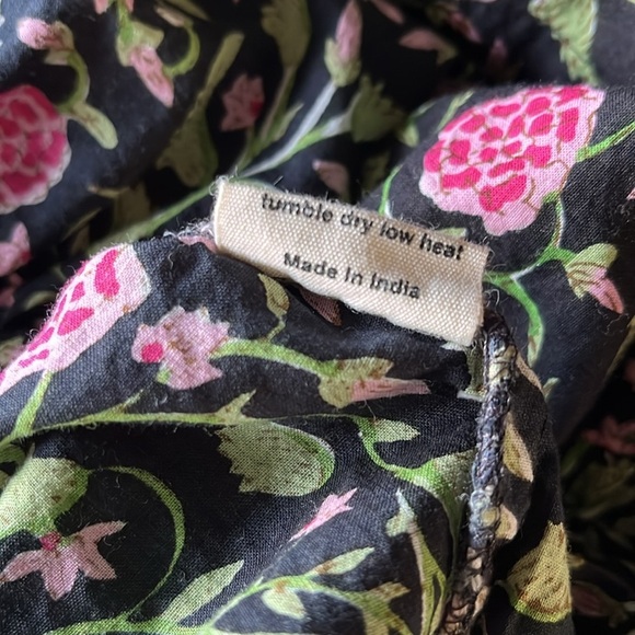 Little Tibet Boutique S / M 100% Cotton Tiered Skirt Puff Sleeve Maxi Dress - Picture 14 of 14